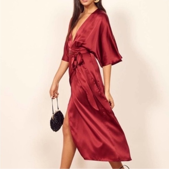 Reformation Red Silk Midi Dress - Picture 7 of 16
